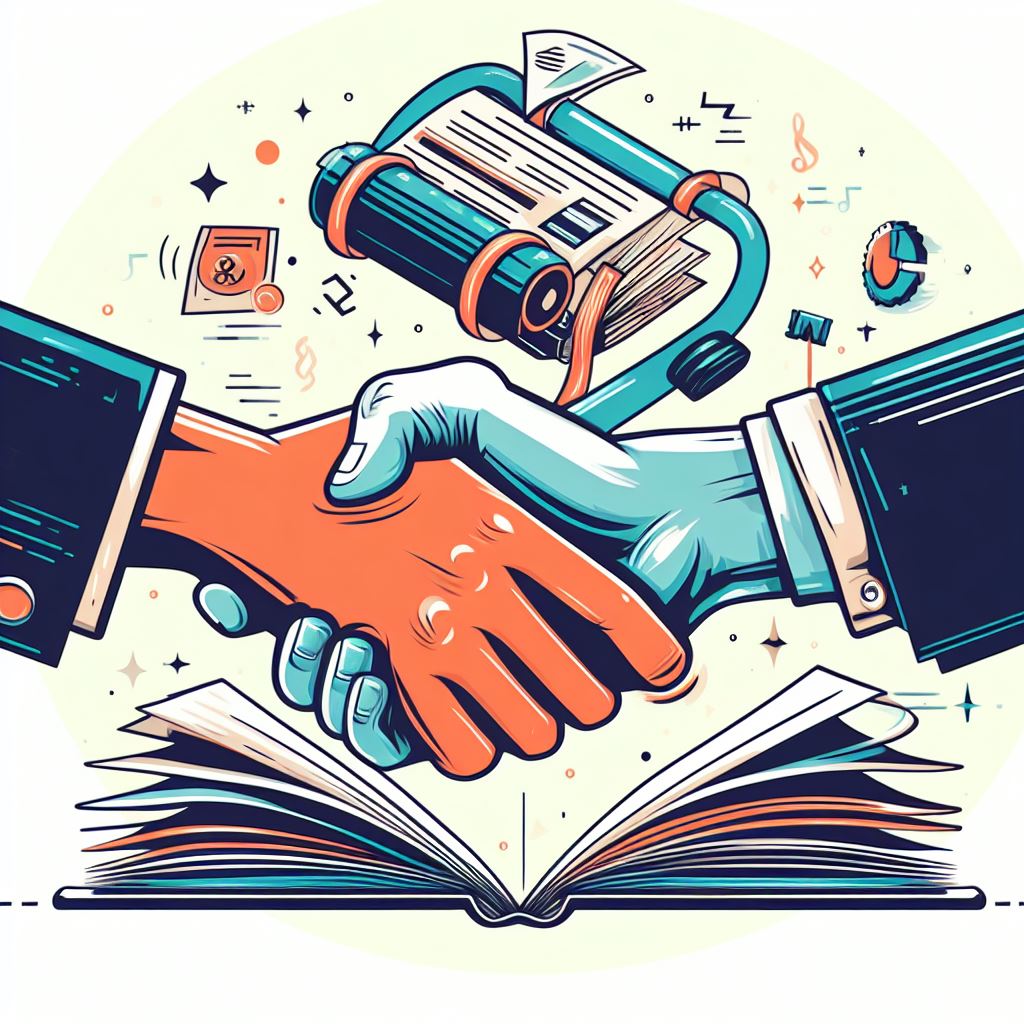 Negotiating Book Publishing Rights: Author and publisher shaking hands in agreement.